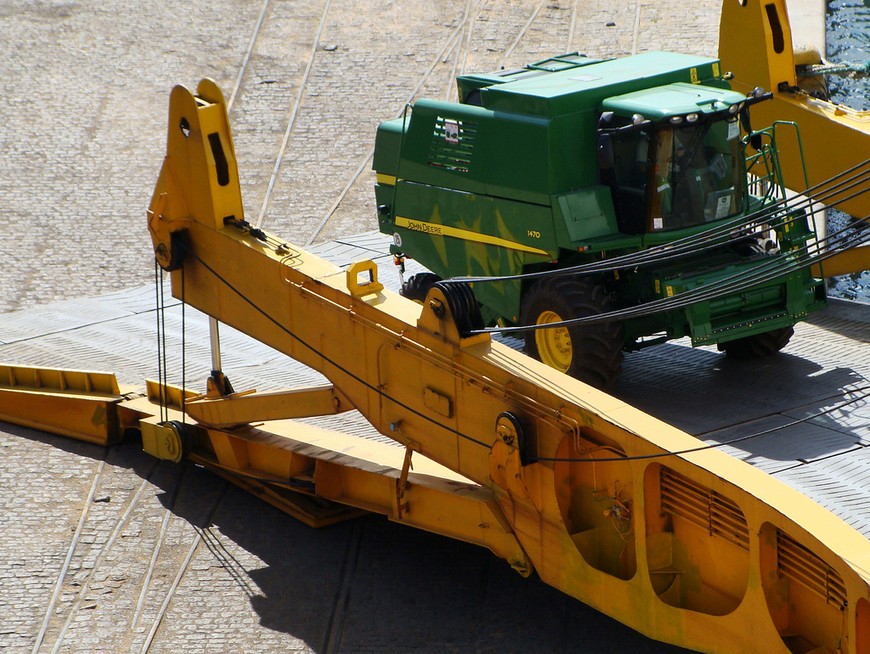 overseas farm equipment hauling