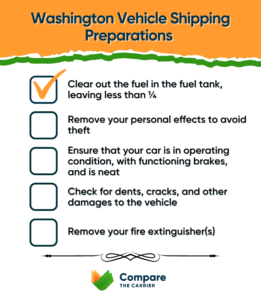 WA State Vehicle Shipping Preparations