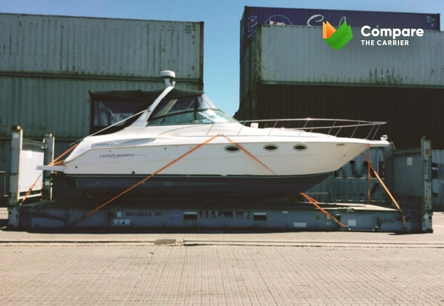 flat rack boat hauling overseas