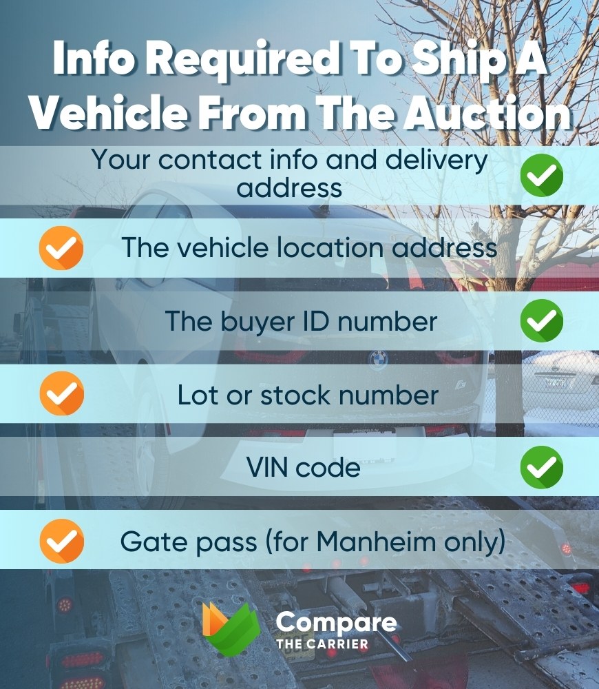 what info do you need to move a vehicle from the auction? Auction car shipping