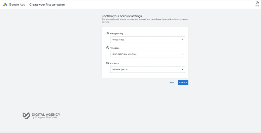 Confirm google ads Account Settings