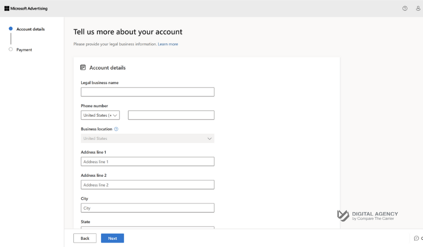 Enter Business Details