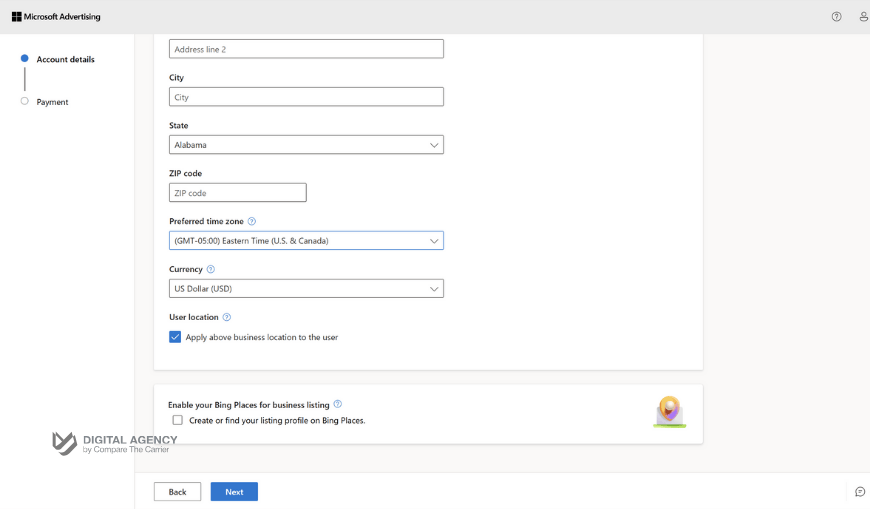 Enter Business Details