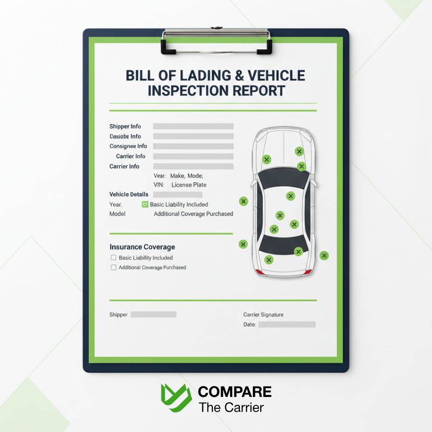Schematic representation of the car with scratches marked.