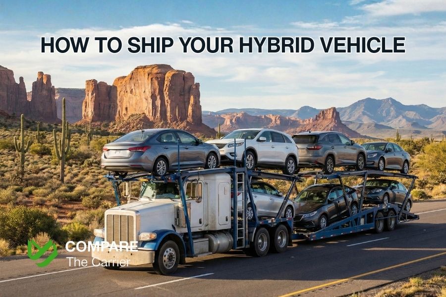 Semi-truck transporting cars, including hybrids